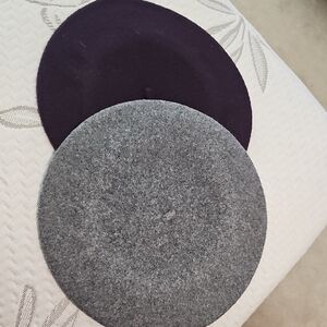 Lord & Taylor Gray and Purple Beret Duo
